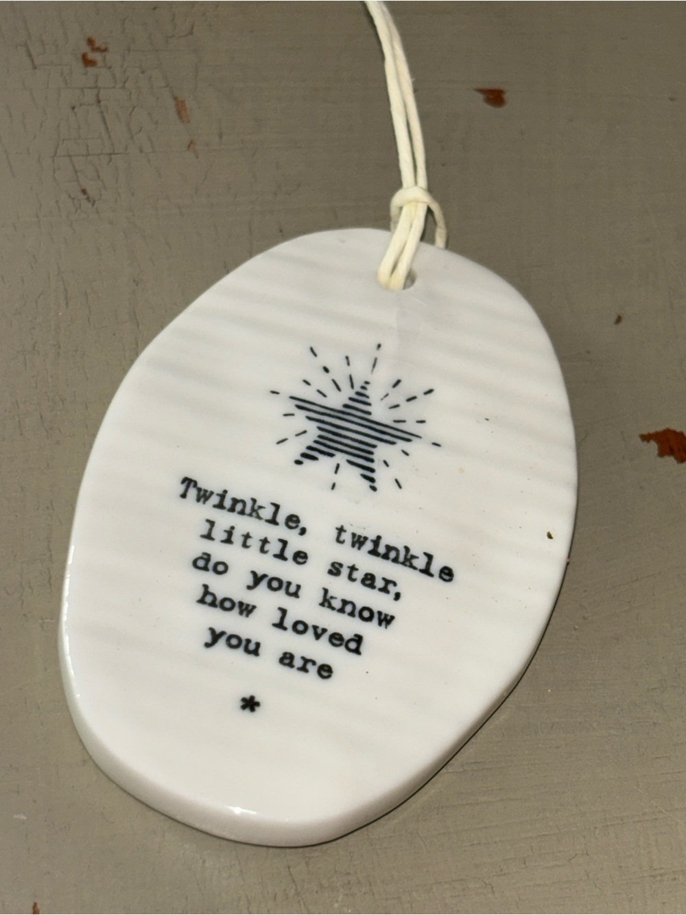 East of India.   Ceramic ornament  3.5 in Twinkle Twinkle Star